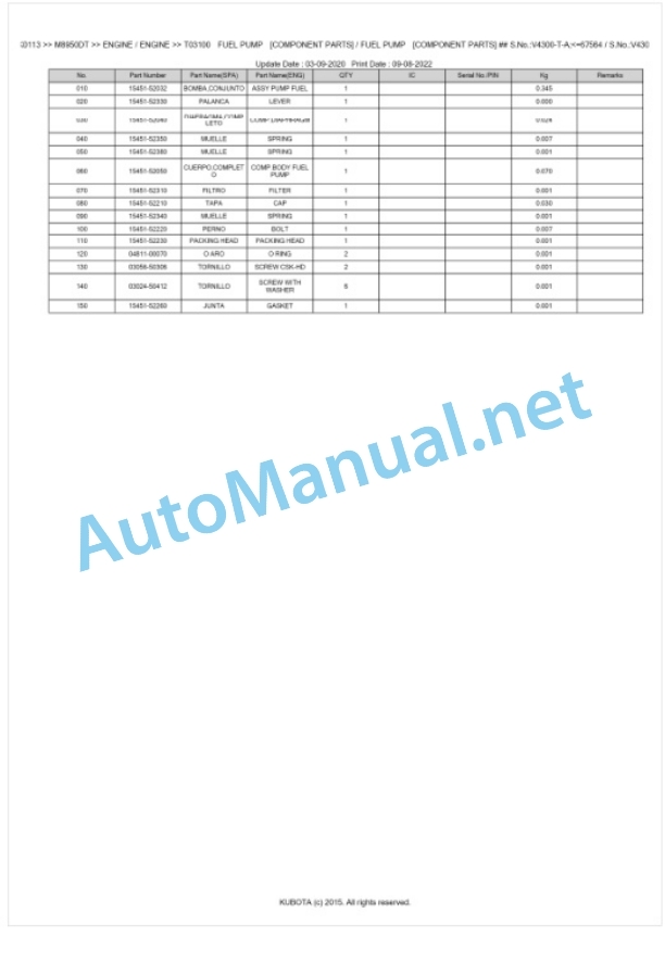 Kubota M8950DT Parts Manual PDF BKIDK0113 2 Kubota M8950DT Parts Manual PDF BKIDK0113-2