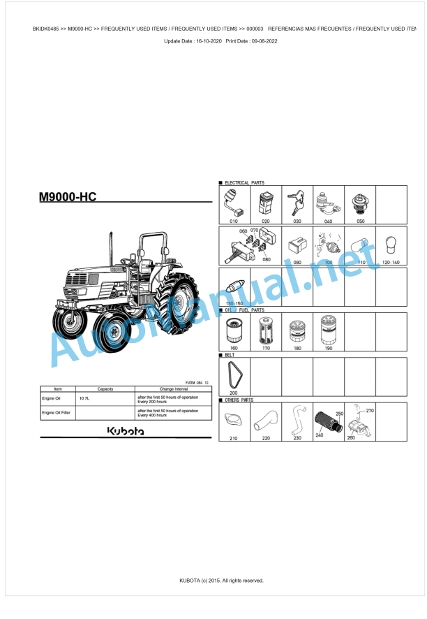 Kubota M9000-HC Parts Manual PDF BKIDK0485 1 Kubota M9000-HC Parts Manual PDF BKIDK0485