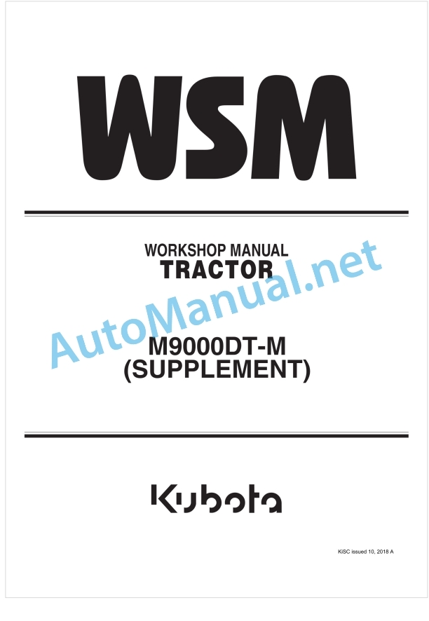 Kubota M9000DT-M Supplement Tractor Workshop Manual PDF
