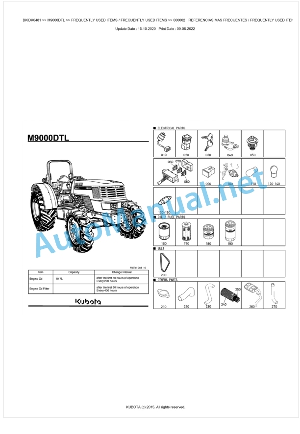 Kubota M9000DTL Parts Manual PDF BKIDK0481 1 Kubota M9000DTL Parts Manual PDF BKIDK0481