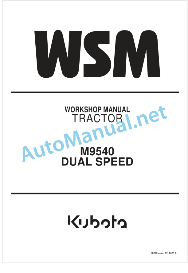 Kubota M9540 Dual Speed Tractor Workshop Manual PDF