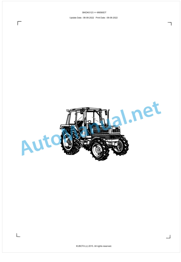 Kubota M9580DT Parts Manual PDF BKIDK0123 1 Kubota M9580DT Parts Manual PDF BKIDK0123