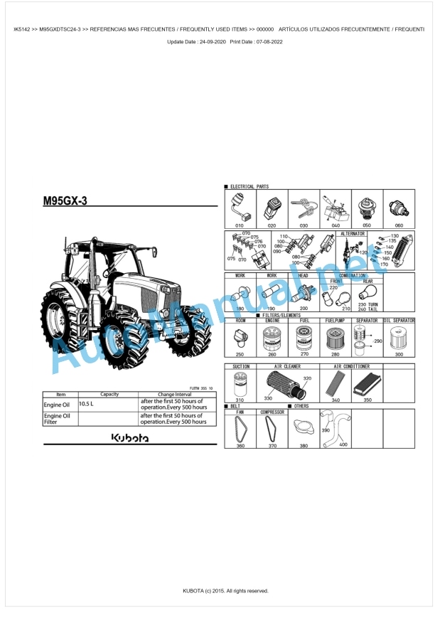 Kubota M95GX-3 Parts Manual PDF BKIDK5142 1 Kubota M95GX-3 Parts Manual PDF BKIDK5142