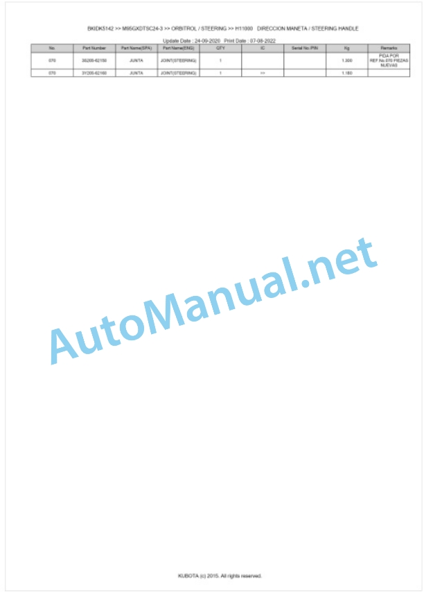 Kubota M95GX-3 Parts Manual PDF BKIDK5142 4 Kubota M95GX-3 Parts Manual PDF BKIDK5142-4