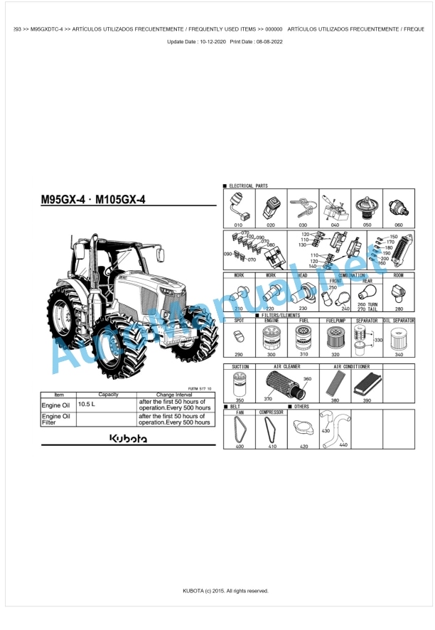 Kubota M95GX-4, M105GX-4 Parts Manual PDF BKIDK5293 1 Kubota M95GX-4, M105GX-4 Parts Manual PDF BKIDK5293