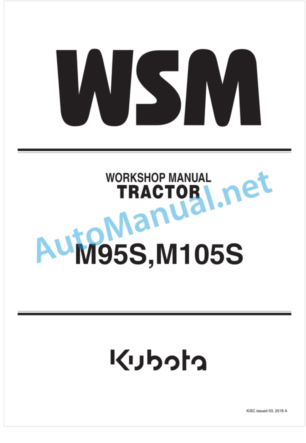 Kubota M95S, M105S Tractor Workshop Manual PDF