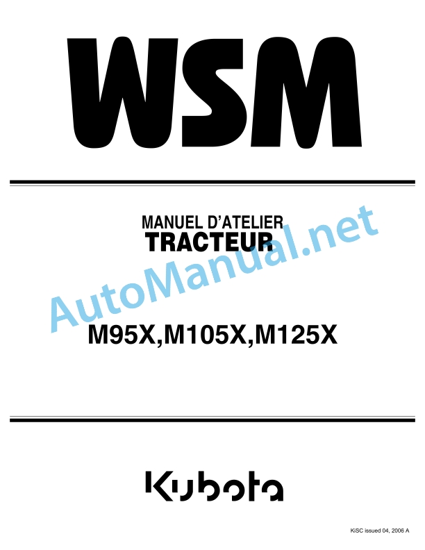 Kubota M95X, M105X, M125X Tractor Workshop Manual PDF FR