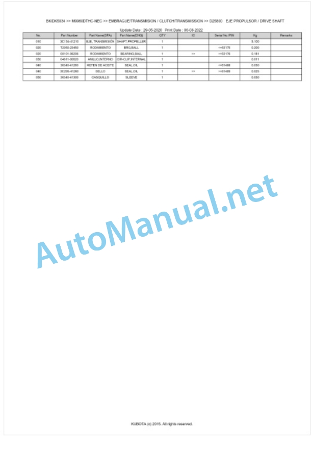Kubota M9960DTHC-NEC Parts Manual PDF BKIDK5034 3 Kubota M9960DTHC-NEC Parts Manual PDF BKIDK5034-3