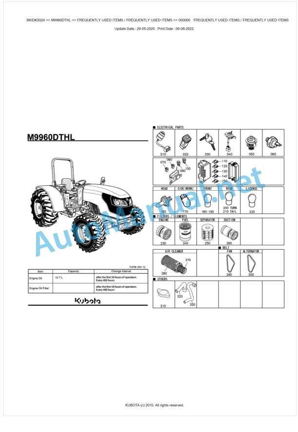 Kubota M9960DTHL Parts Manual PDF BKIDK5024 1 Kubota M9960DTHL Parts Manual PDF BKIDK5024