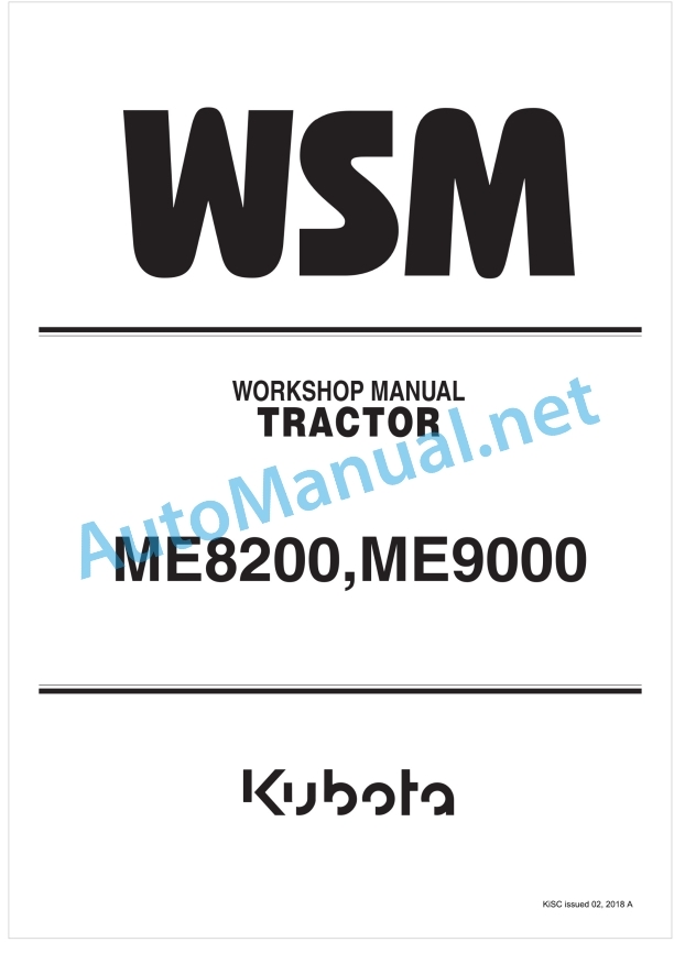 Kubota ME8200, ME9000 Tractor Workshop Manual PDF