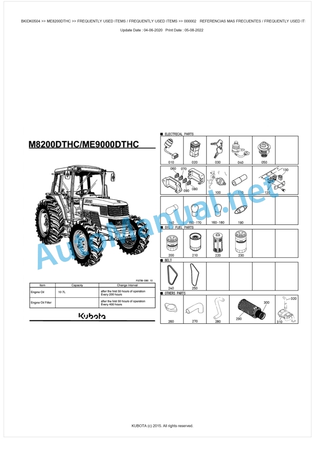 Kubota ME8200DTHC, ME9000DTHC Parts Manual PDF BKIDK0504 1 Kubota ME8200DTHC, ME9000DTHC Parts Manual PDF BKIDK0504