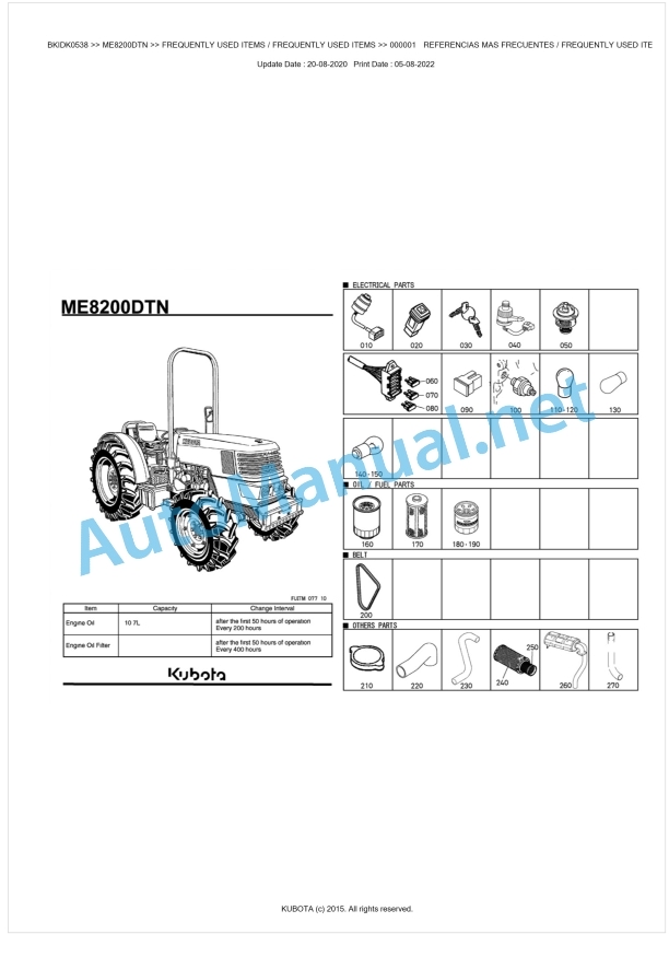 Kubota ME8200DTN Parts Manual PDF BKIDK0538 1 Kubota ME8200DTN Parts Manual PDF BKIDK0538