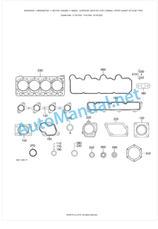 Kubota ME8200DTNC Parts Manual PDF BKIDK0539 2 Kubota ME8200DTNC Parts Manual PDF BKIDK0539-2