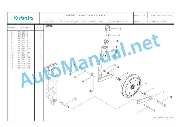 Kubota MP1000 Parts Manual PDF 2 Kubota MP1000 Parts Manual PDF-2