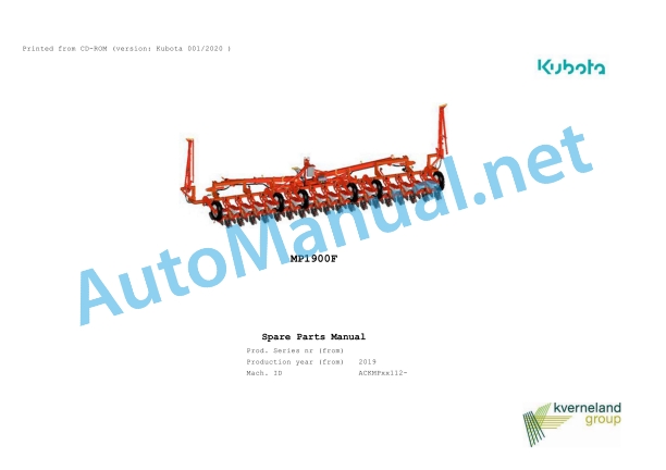 Kubota MP1900F Parts Manual PDF 1 Kubota MP1900F Parts Manual PDF