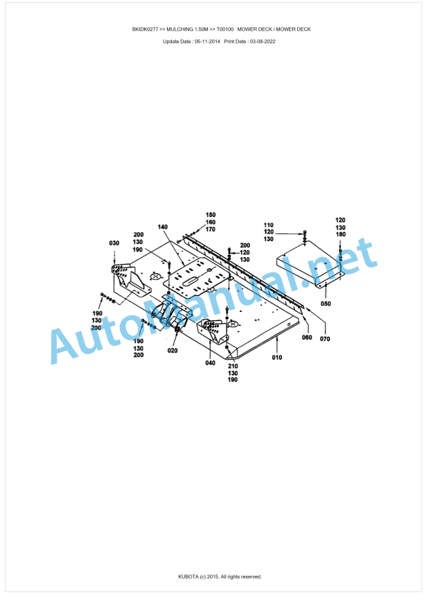 Kubota MULCHING 1.50M Parts Manual PDF BKIDK0277 1 Kubota MULCHING 1.50M Parts Manual PDF BKIDK0277