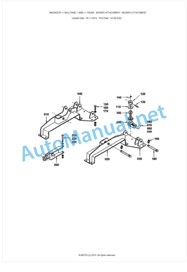 Kubota MULCHING 1.80M Parts Manual PDF BKIDK0278 2 Kubota MULCHING 1.80M Parts Manual PDF BKIDK0278-2