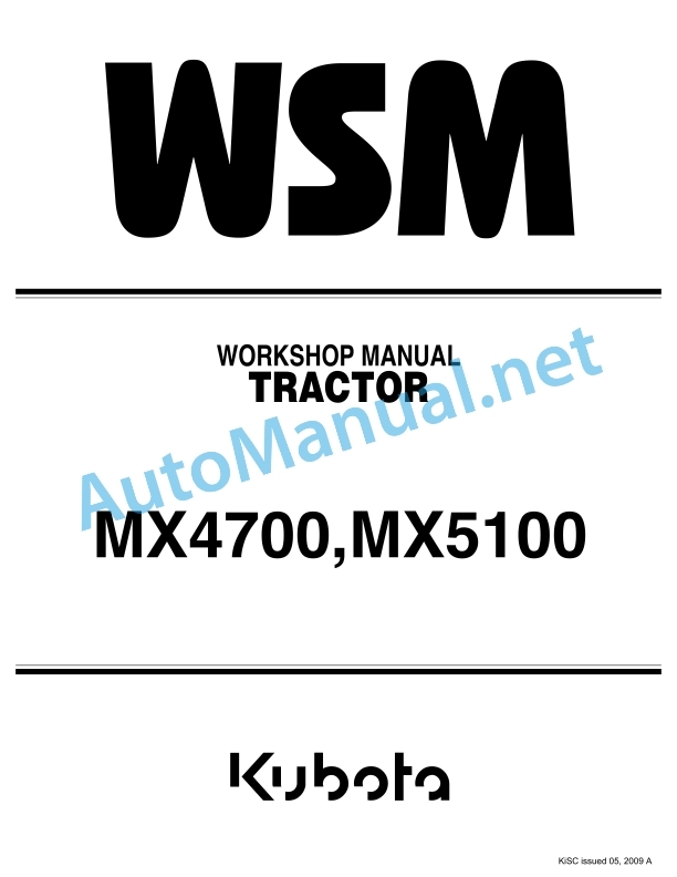 Kubota MX4700, MX5100 Tractor Workshop Manual PDF