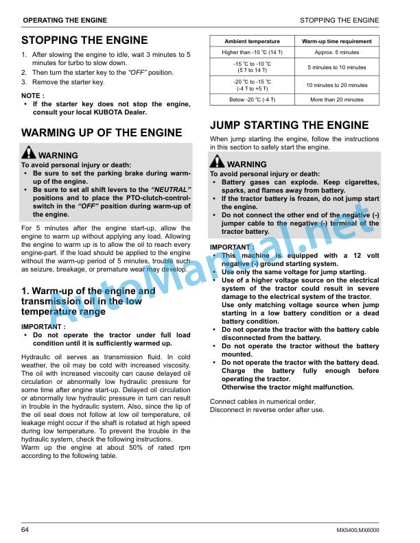 Kubota MX5400, MX6000 Tractor Operators Manual PDF 3 Kubota MX5400, MX6000 Tractor Operators Manual PDF - Image 3
