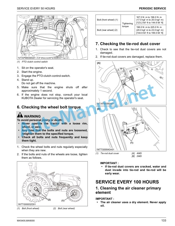 Kubota MX5400, MX6000 Tractor Operators Manual PDF 5 Kubota MX5400, MX6000 Tractor Operators Manual PDF - Image 5
