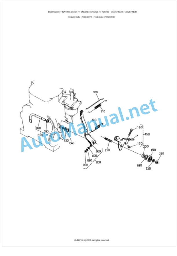 Kubota NA1900-3(STD) Parts Manual PDF BKIDK0233 3 Kubota NA1900-3(STD) Parts Manual PDF BKIDK0233-3