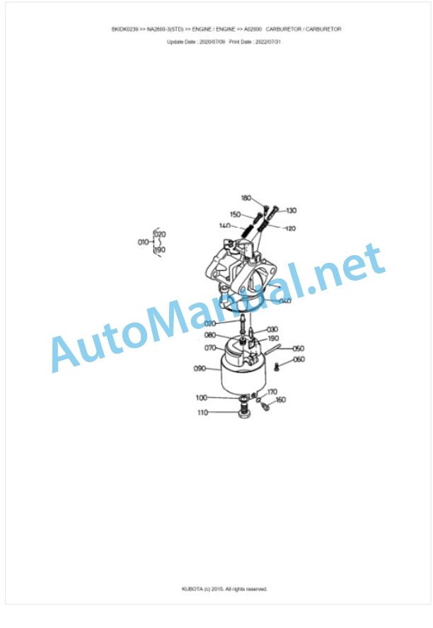 Kubota NA2600-3(STD) Parts Manual PDF BKIDK0239 4 Kubota NA2600-3(STD) Parts Manual PDF BKIDK0239-4