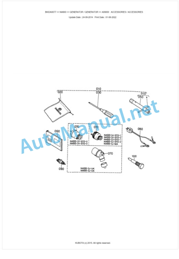 Kubota NA600 Parts Manual PDF BKIDA0077 3 Kubota NA600 Parts Manual PDF BKIDA0077-3