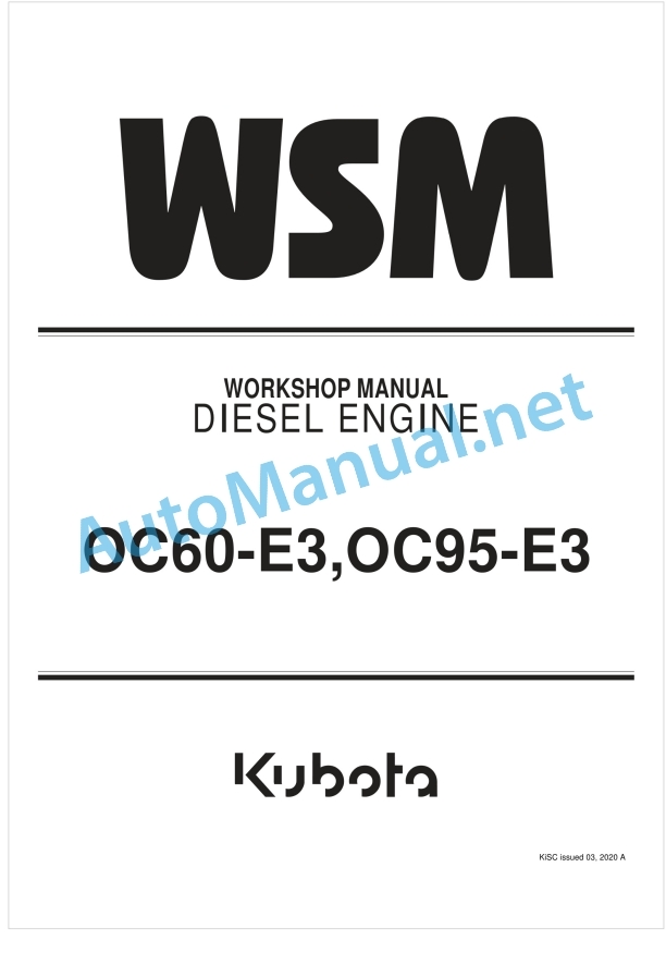 Kubota OC60-E3, OC95-E3 Diesel Engine Workshop Manual PDF