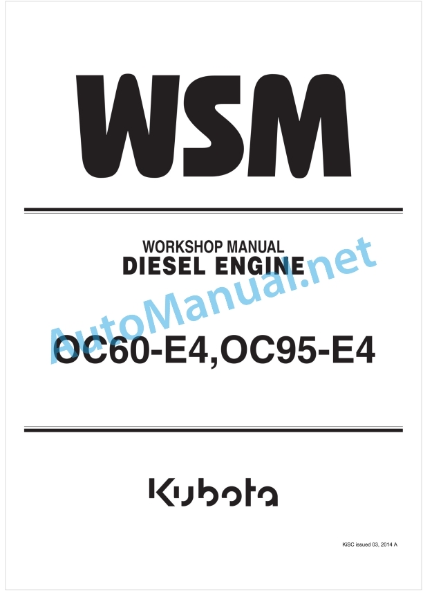 Kubota OC60-E4, OC95-E4 Diesel Engine Workshop Manual PDF