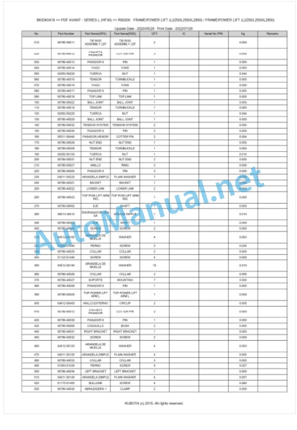 Kubota PDF AVANT - SERIES L (HF30) Parts Manual PDF BKIDK0419 2 Kubota PDF AVANT - SERIES L (HF30) Parts Manual PDF BKIDK0419-2