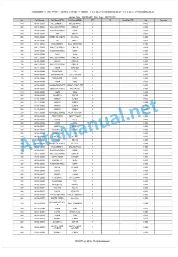 Kubota PDF AVANT - SERIES L (HF30) Parts Manual PDF BKIDK0419 3 Kubota PDF AVANT - SERIES L (HF30) Parts Manual PDF BKIDK0419-3