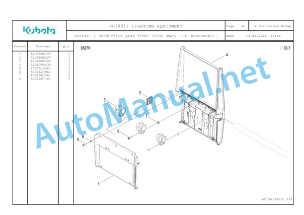 Kubota PH1001 Parts Manual PDF 5 Kubota PH1001 Parts Manual PDF-5