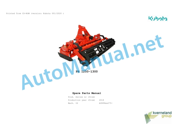 Kubota PH1250-1300 Parts Manual PDF 1 Kubota PH1250-1300 Parts Manual PDF