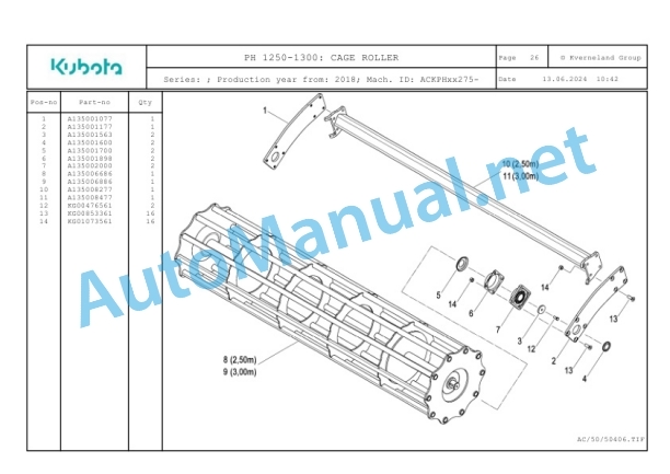 Kubota PH1250-1300 Parts Manual PDF 3 Kubota PH1250-1300 Parts Manual PDF-3
