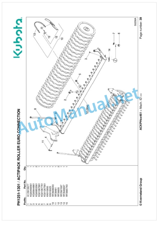 Kubota PH1251-1301 Parts Manual PDF 3 Kubota PH1251-1301 Parts Manual PDF-3
