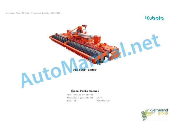 Kubota PH1400F-1500F Parts Manual PDF 1 Kubota PH1400F-1500F Parts Manual PDF