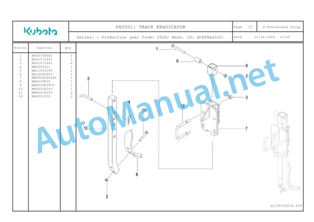 Kubota PH2001 Parts Manual PDF 2 Kubota PH2001 Parts Manual PDF-2