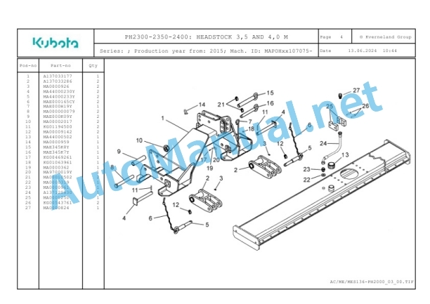 Kubota PH2300-2350-2400 Parts Manual PDF 2 Kubota PH2300-2350-2400 Parts Manual PDF-2
