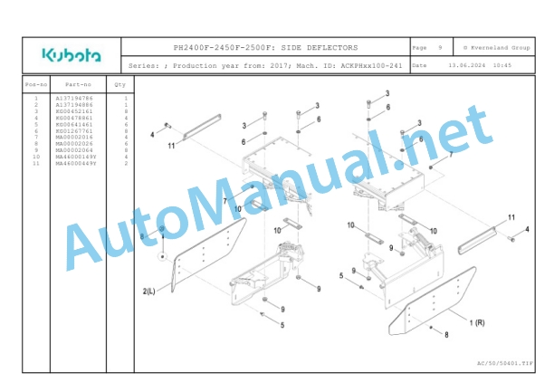 Kubota PH2400F-2450F-2500F Parts Manual PDF 2 Kubota PH2400F-2450F-2500F Parts Manual PDF-2