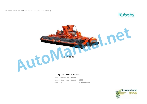 Kubota PH3000F Parts Manual PDF 1 Kubota PH3000F Parts Manual PDF