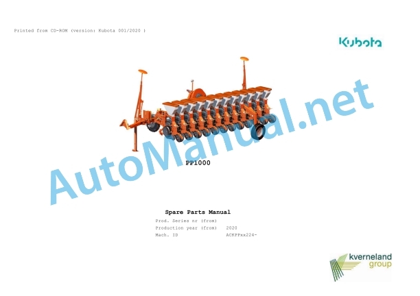 Kubota PP1000 Parts Manual PDF 1 Kubota PP1000 Parts Manual PDF