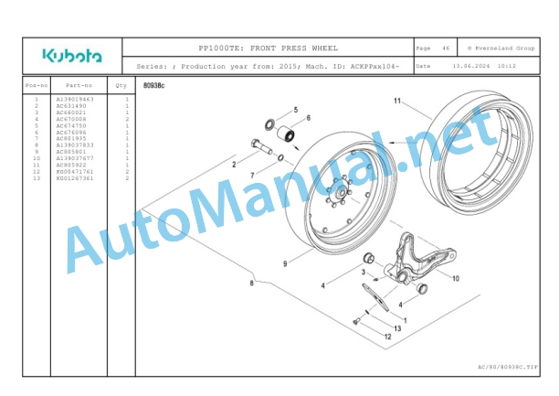 Kubota PP1000TE Parts Manual PDF 2 Kubota PP1000TE Parts Manual PDF-2