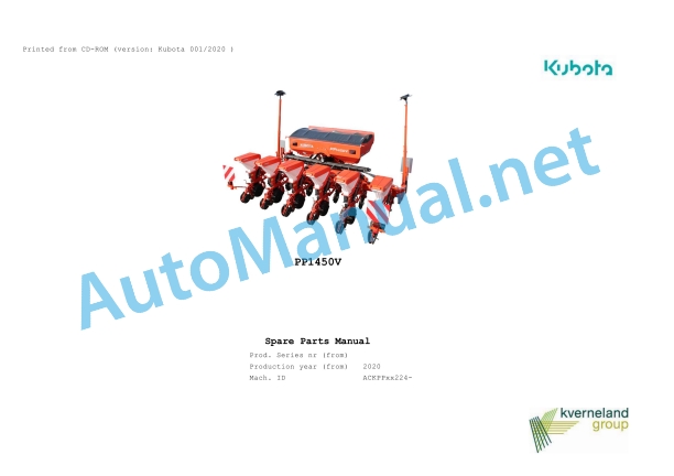 Kubota PP1450V Parts Manual PDF 1 Kubota PP1450V Parts Manual PDF