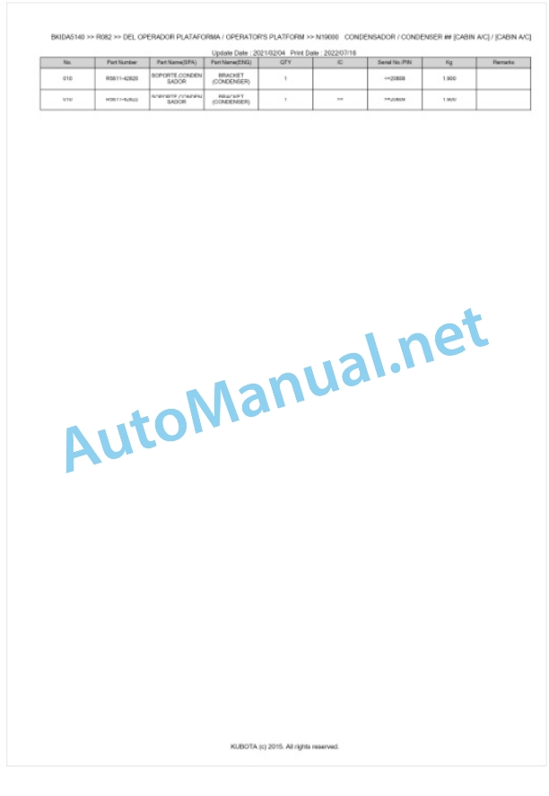 Kubota R082 Parts Manual PDF BKIDA5140 5 Kubota R082 Parts Manual PDF BKIDA5140-5