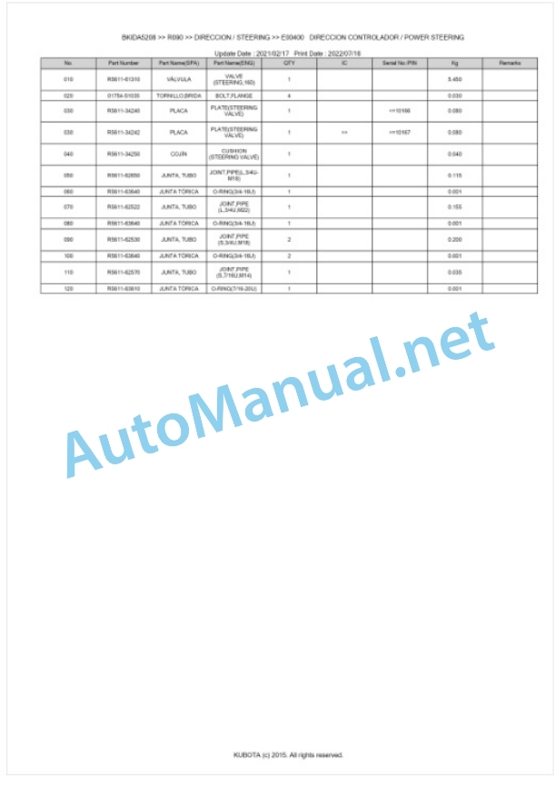 Kubota R090 Parts Manual PDF BKIDA5208 3 Kubota R090 Parts Manual PDF BKIDA5208-3