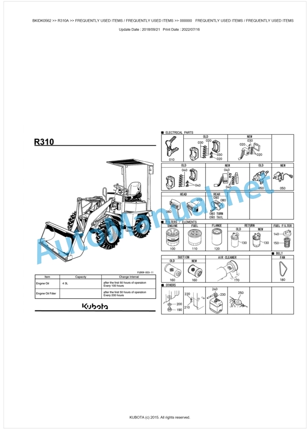 Kubota R310 Parts Manual PDF BKIDK0562 1 Kubota R310 Parts Manual PDF BKIDK0562