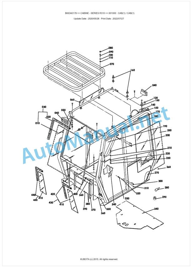Kubota R310 Series CABINE Parts Manual PDF BKIDA0179 1 Kubota R310 Series CABINE Parts Manual PDF BKIDA0179