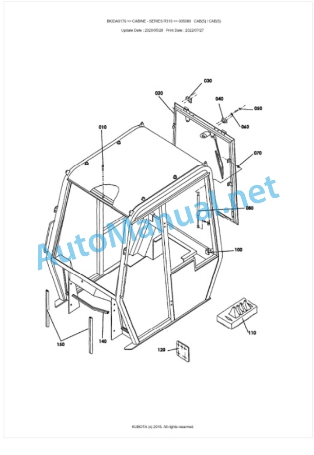 Kubota R310 Series CABINE Parts Manual PDF BKIDA0179 4 Kubota R310 Series CABINE Parts Manual PDF BKIDA0179-4