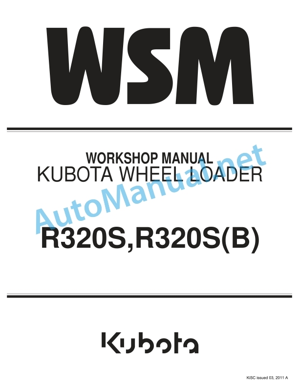 Kubota R320S, R320B, R320SB Wheel Loader Workshop Manual PDF EN