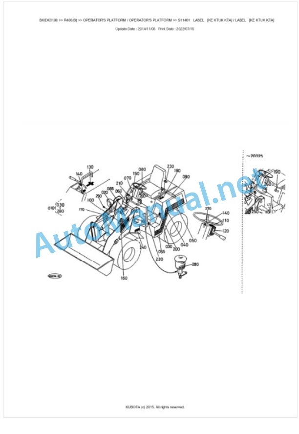 Kubota R400(B) Parts Manual PDF BKIDK0190 3 Kubota R400(B) Parts Manual PDF BKIDK0190-3